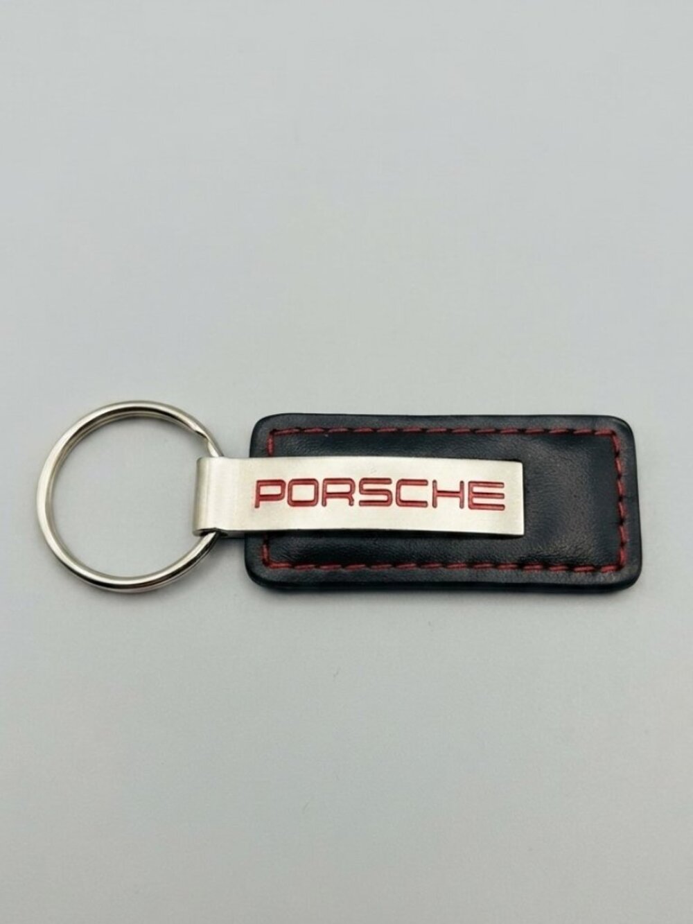 Authentic Porsche Black Leather Keychain
